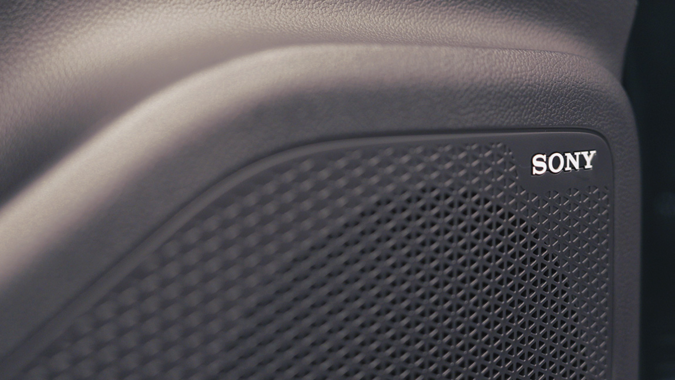 Close-up of Sony speaker integrated into Chery Tiggo 8 interior door panel